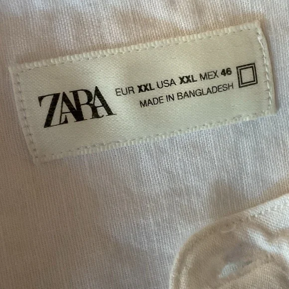 Zara linen cotton blend white shirt, XXL - Picture 4 of 5